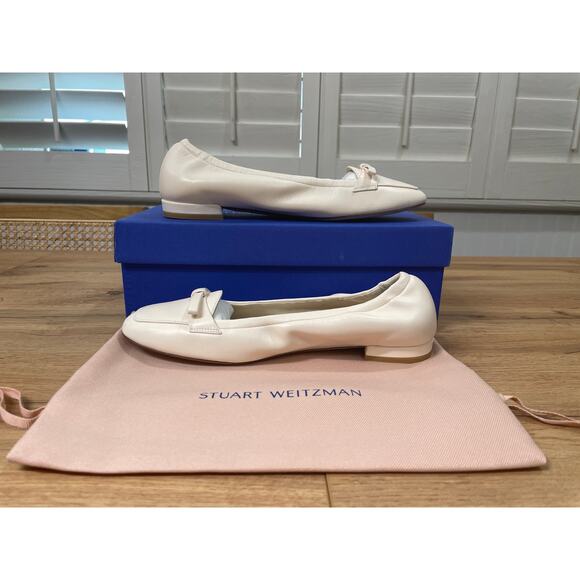 Stuart Weitzman Tully Loafer Seashell Lacquered Nappa Size 6.5 NIB Ballet Flat - Picture 9 of 14